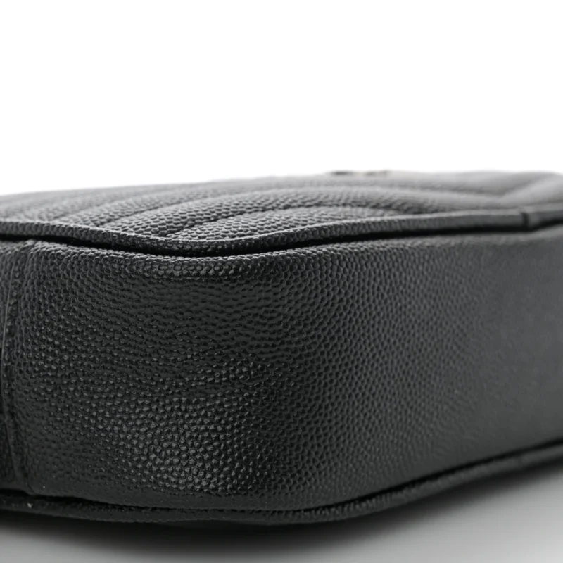 SAINT LAURENT MINI LOU CAMERA BAG BLACK MONOGRAM GRAIN DE POUDRE MATELASSE LEATHER SILVER HARDWARE - Image 4