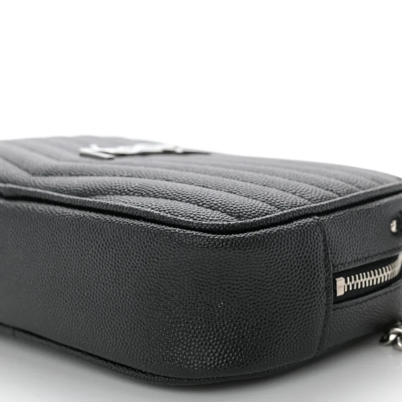 SAINT LAURENT MINI LOU CAMERA BAG BLACK MONOGRAM GRAIN DE POUDRE MATELASSE LEATHER SILVER HARDWARE - Image 5