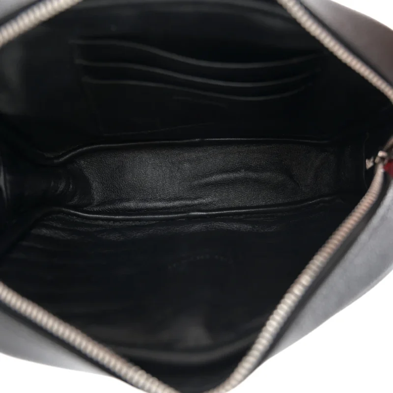 SAINT LAURENT MINI LOU CAMERA BAG BLACK MONOGRAM GRAIN DE POUDRE MATELASSE LEATHER SILVER HARDWARE - Image 7