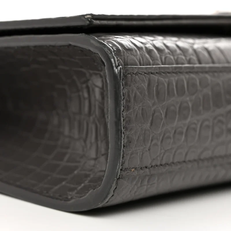 SAINT LAURENT MEDIUM KATE TASSEL SATCHEL STORM EMBOSSED CLASSIC MONOGRAM CALFSKIN & CROCODILE LEATHER SILVER HARDWARE - Image 4