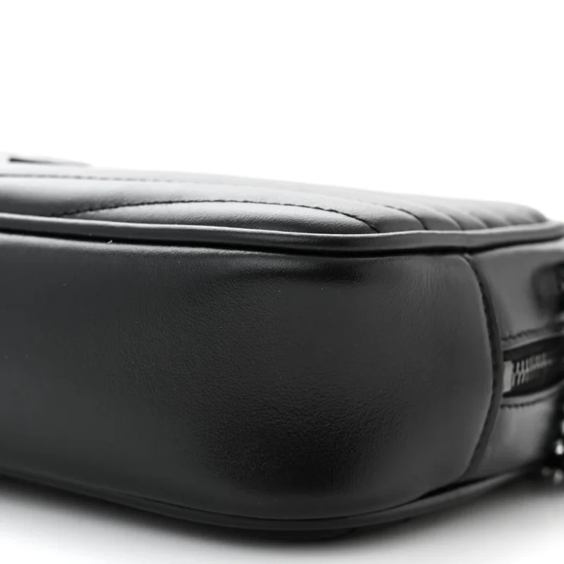 SAINT LAURENT MINI LOU CAMERA BAG BLACK MONOCHROME MONOGRAM CALFSKIN MATELASSE LEATHER BLACK HARDWARE - Image 5