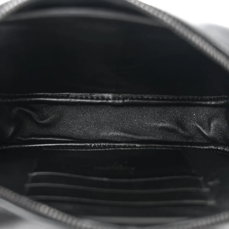 SAINT LAURENT MINI LOU CAMERA BAG BLACK MONOCHROME MONOGRAM CALFSKIN MATELASSE LEATHER BLACK HARDWARE - Image 7