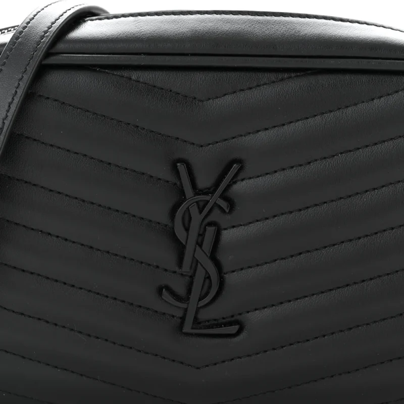 SAINT LAURENT MINI LOU CAMERA BAG BLACK MONOCHROME MONOGRAM CALFSKIN MATELASSE LEATHER BLACK HARDWARE - Image 8
