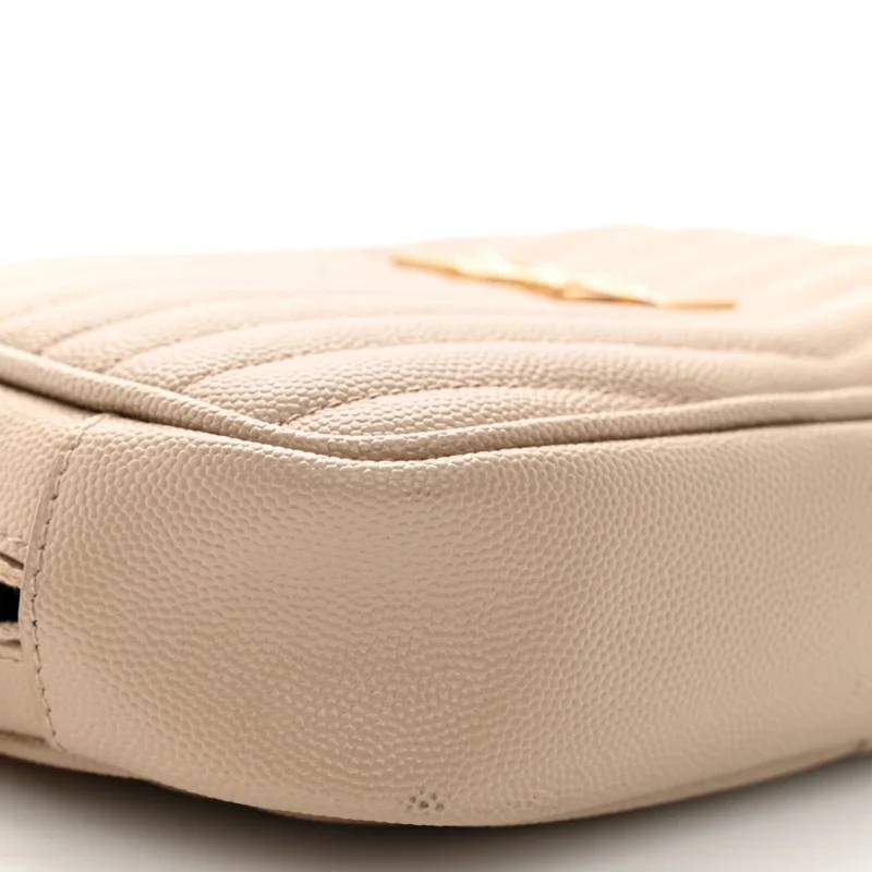 SAINT LAURENT MINI LOU CAMERA BAG DARK BEIGE MONOGRAM GRAIN DE POUDRE MATELASSE LEATHER GOLD HARDWARE - Image 4