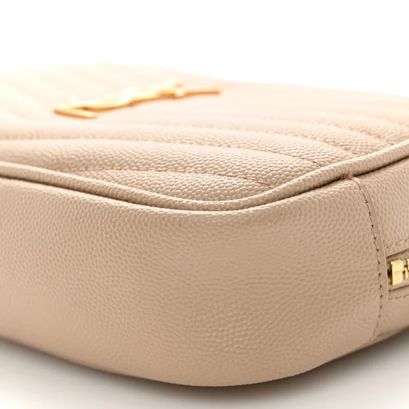 SAINT LAURENT MINI LOU CAMERA BAG DARK BEIGE MONOGRAM GRAIN DE POUDRE MATELASSE LEATHER GOLD HARDWARE - Image 5
