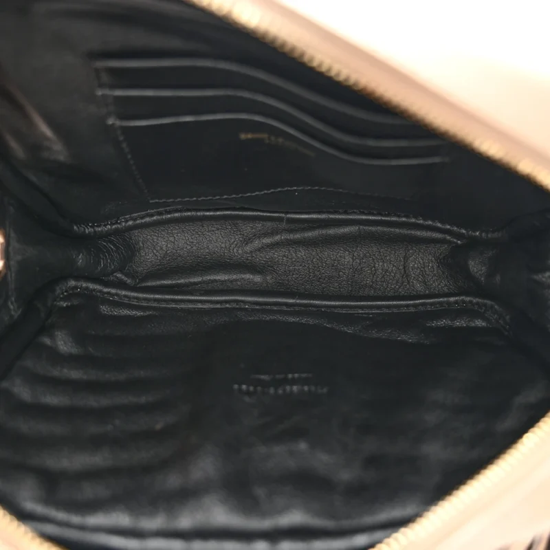 SAINT LAURENT MINI LOU CAMERA BAG DARK BEIGE MONOGRAM GRAIN DE POUDRE MATELASSE LEATHER GOLD HARDWARE - Image 7