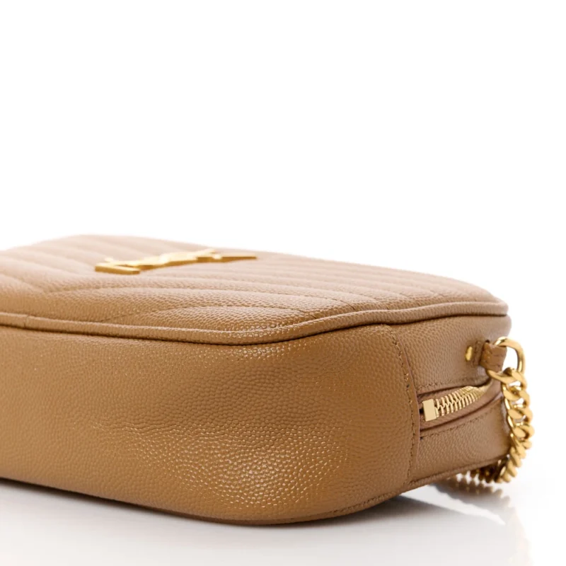 SAINT LAURENT MINI LOU CAMERA BAG DARK NATURAL MONOGRAM GRAIN DE POUDRE MATELASSE LEATHER GOLD HARDWARE - Image 5