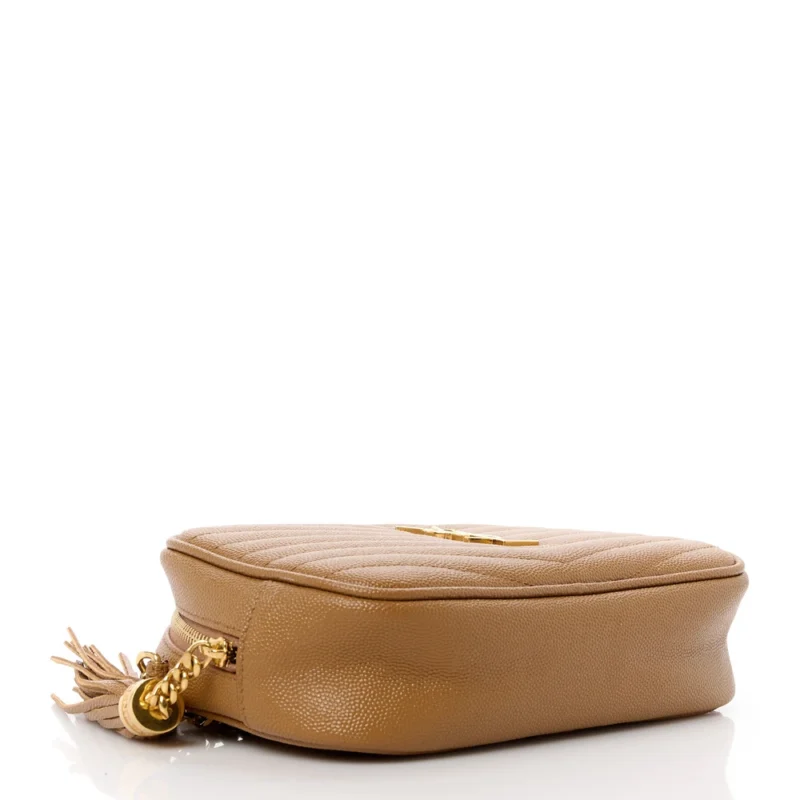 SAINT LAURENT MINI LOU CAMERA BAG DARK NATURAL MONOGRAM GRAIN DE POUDRE MATELASSE LEATHER GOLD HARDWARE - Image 6