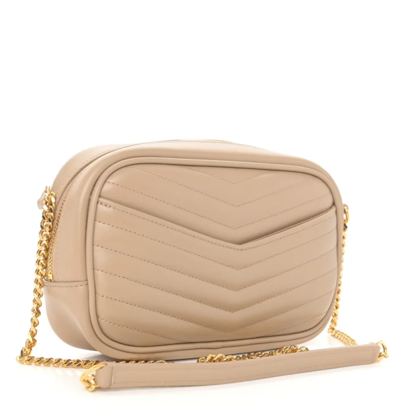 SAINT LAURENT MINI LOU CAMERA BAG DARK BEIGE MONOGRAM GRAIN DE POUDRE MATELASSE LEATHER GOLD HARDWARE - Image 3