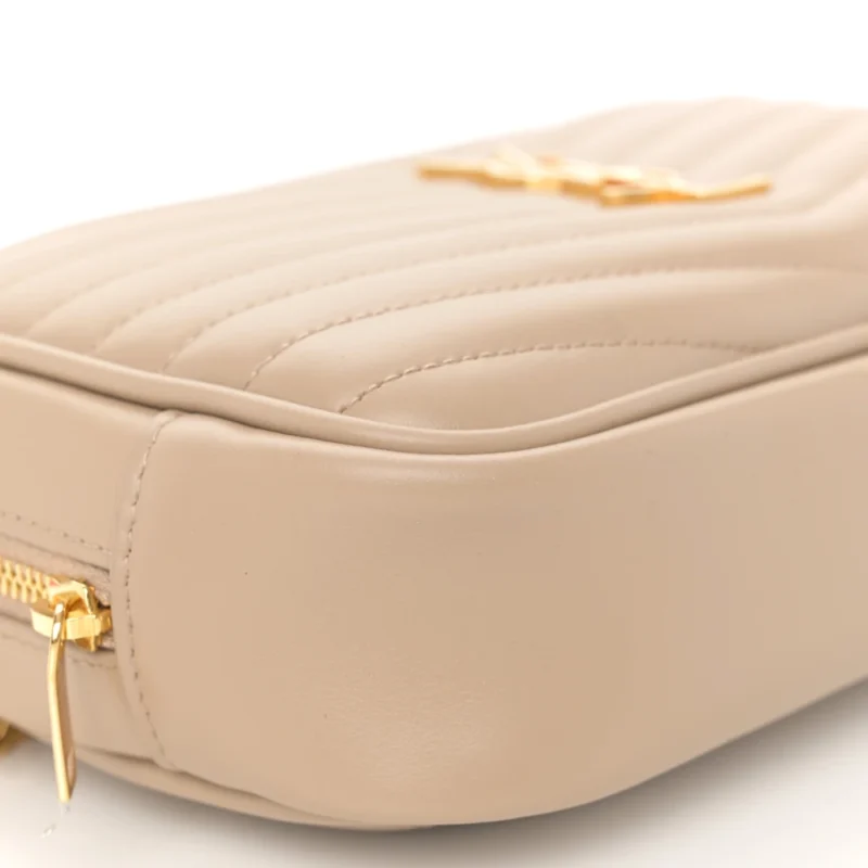 SAINT LAURENT MINI LOU CAMERA BAG DARK BEIGE MONOGRAM GRAIN DE POUDRE MATELASSE LEATHER GOLD HARDWARE - Image 4