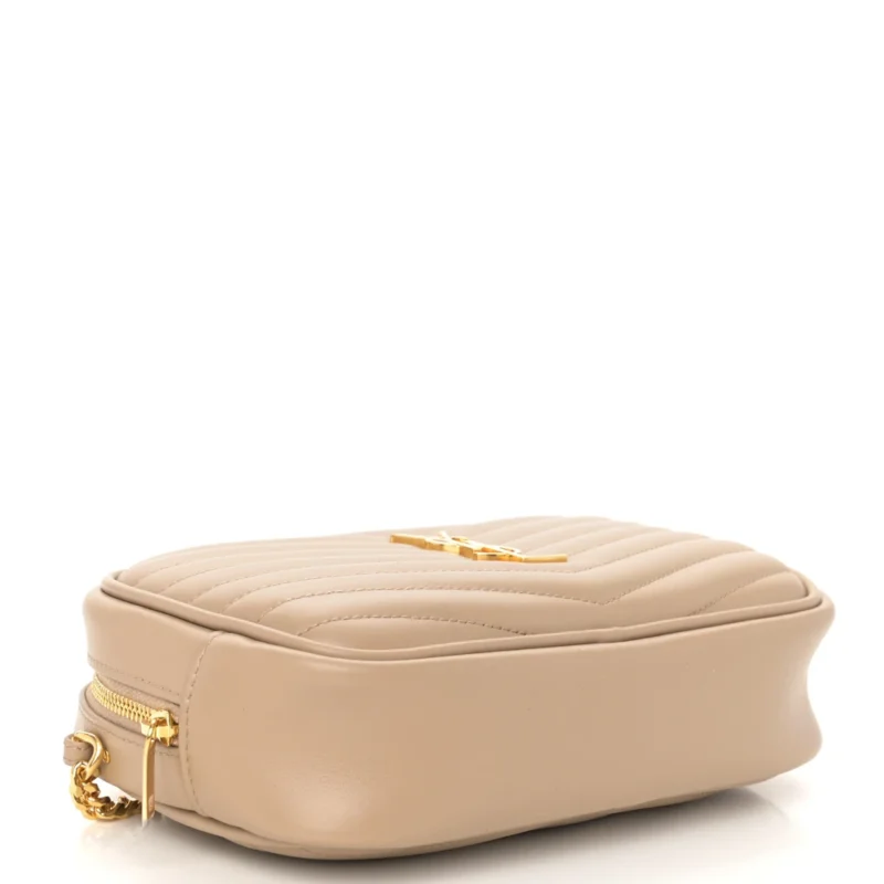 SAINT LAURENT MINI LOU CAMERA BAG DARK BEIGE MONOGRAM GRAIN DE POUDRE MATELASSE LEATHER GOLD HARDWARE - Image 6