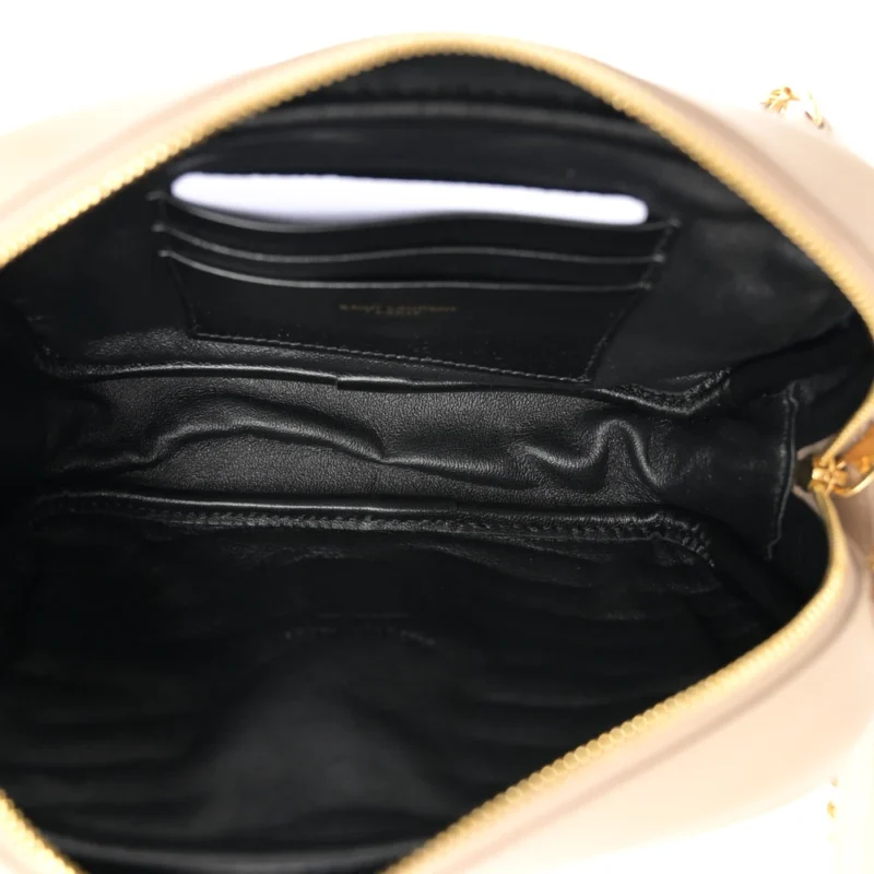 SAINT LAURENT MINI LOU CAMERA BAG DARK BEIGE MONOGRAM GRAIN DE POUDRE MATELASSE LEATHER GOLD HARDWARE - Image 7