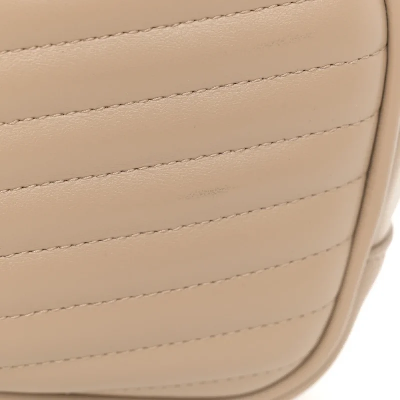 SAINT LAURENT MINI LOU CAMERA BAG DARK BEIGE MONOGRAM GRAIN DE POUDRE MATELASSE LEATHER GOLD HARDWARE - Image 9