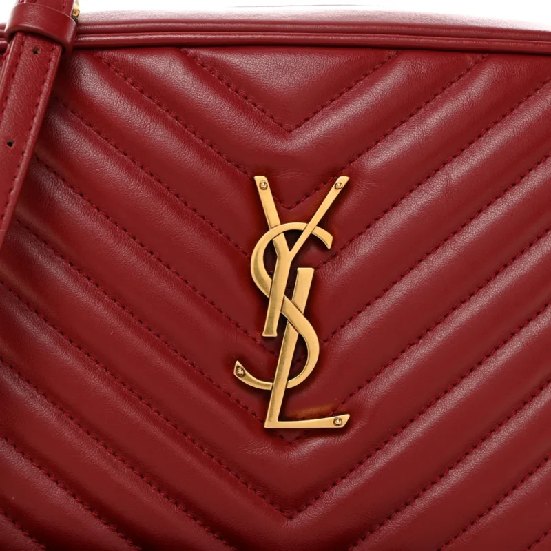 SAINT LAURENT MEDIUM LOU CAMERA BAG OPYUM RED MONOGRAM CALFSKIN MATELASSE LEATHER GOLD HARDWARE - Image 6