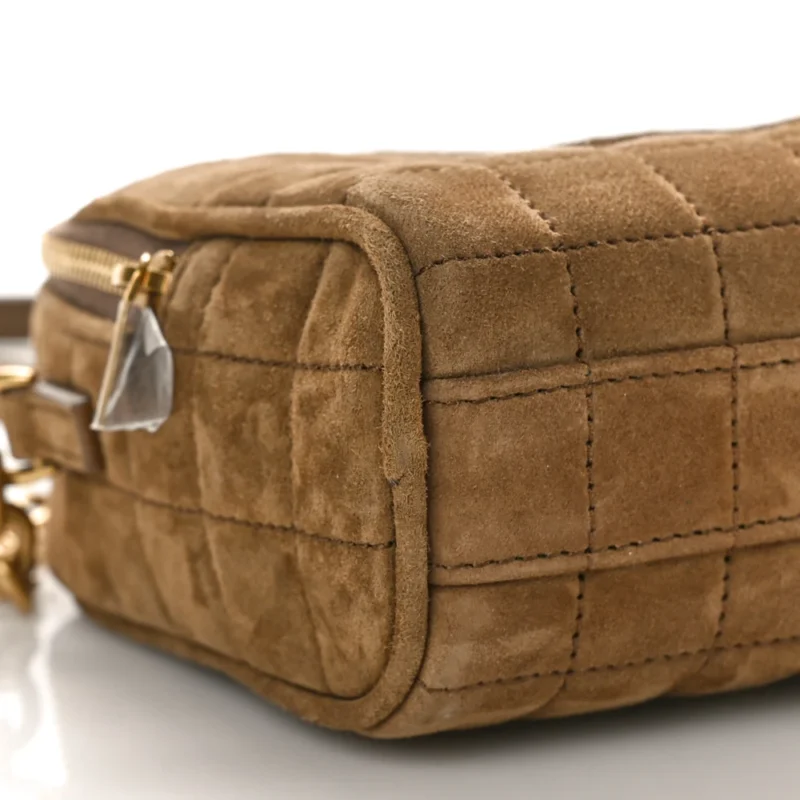 SAINT LAURENT MINI CAMERA BAG GOLDEN LEAF QUILTED MONOGRAM SUEDE & CALFSKIN LEATHER GOLD HARDWARE - Image 4