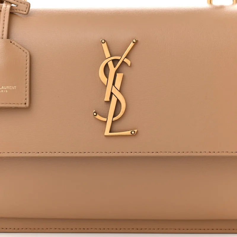 SAINT LAURENT MEDIUM SUNSET SATCHEL NATURAL TAN SMOOTH MONOGRAM CALFSKIN LEATHER GOLD HARDWARE - Image 8