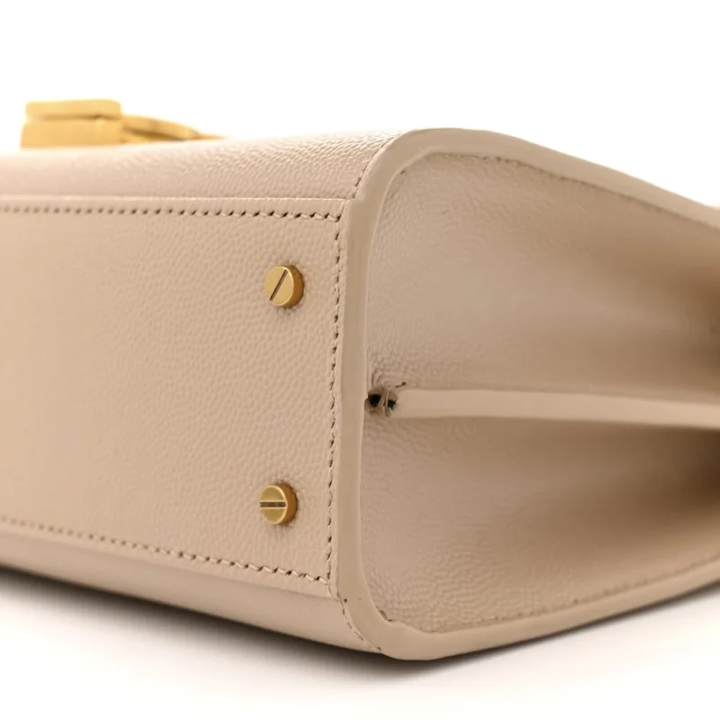 SAINT LAURENT MINI CASSANDRA TOP HANDLE CREMA SOFT CLASSIC MONOGRAM GRAIN DE POUDRE LEATHER AGED GOLD HARDWARE - Image 5