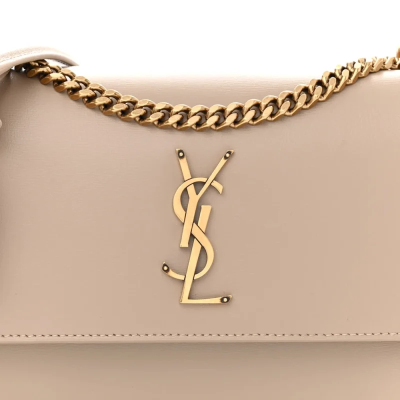 SAINT LAURENT MEDIUM SUNSET DARK BEIGE MONOGRAM CALFSKIN LEATHER AGED GOLD HARDWARE - Image 8