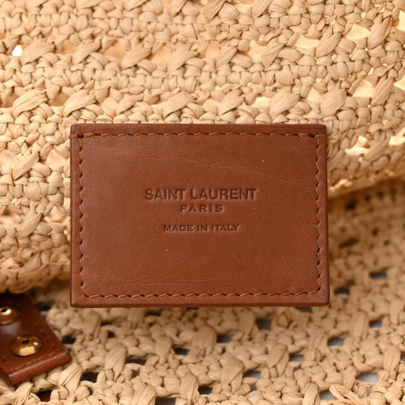 SAINT LAURENT MEDIUM HOBO NATURALE MONOGRAM RAFFIA AGED GOLD HARDWARE - Image 2