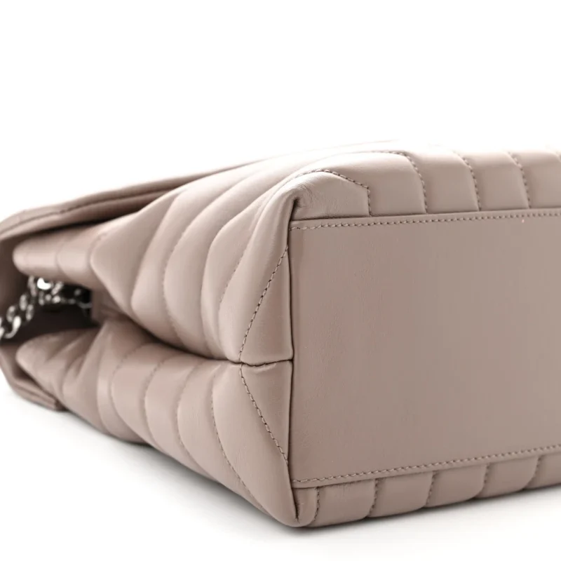 SAINT LAURENT MEDIUM LOULOU CHAIN SATCHEL MINK Y-QUILTED MONOGRAM CALFSKIN LEATHER SILVER HARDWARE - Image 4