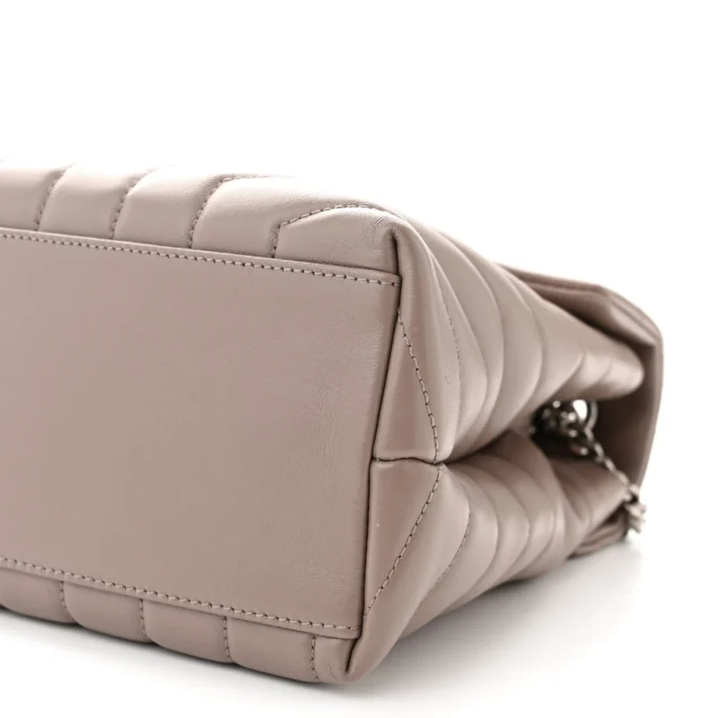 SAINT LAURENT MEDIUM LOULOU CHAIN SATCHEL MINK Y-QUILTED MONOGRAM CALFSKIN LEATHER SILVER HARDWARE - Image 5