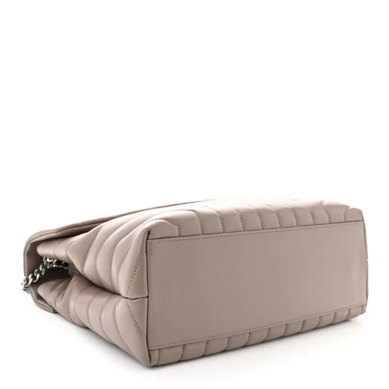 SAINT LAURENT MEDIUM LOULOU CHAIN SATCHEL MINK Y-QUILTED MONOGRAM CALFSKIN LEATHER SILVER HARDWARE - Image 6