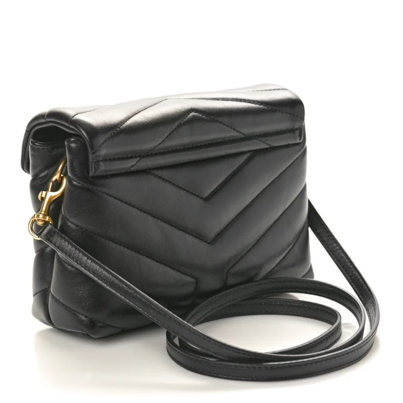 SAINT LAURENT MINI LOULOU CROSSBODY BAG BLACK Y-QUILTED MONOGRAM CALFSKIN LEATHER GOLD HARDWARE - Image 3