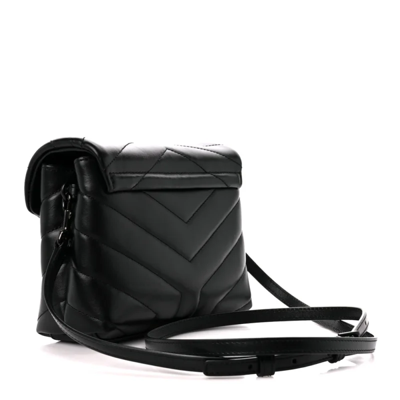 SAINT LAURENT MINI LOULOU CROSSBODY BAG BLACK Y-QUILTED MONOCHROME MONOGRAM CALFSKIN LEATHER INCOGNITO HARDWARE - Image 3