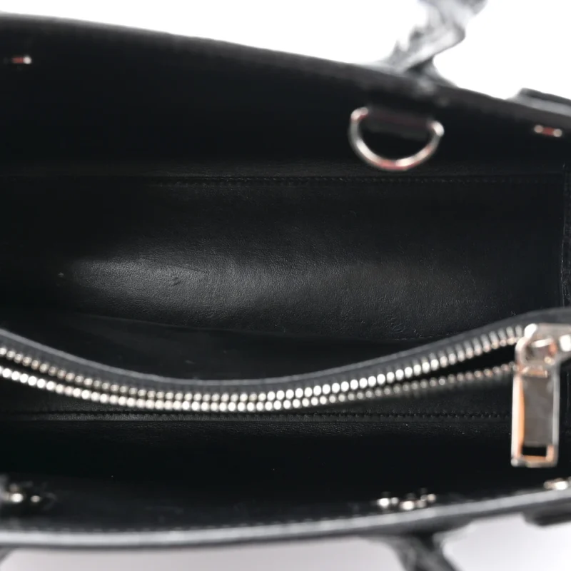 SAINT LAURENT SMALL SAC DE JOUR BLACK EMBOSSED CALFSKIN & CROCODILE LEATHER SILVER HARDWARE - Image 7