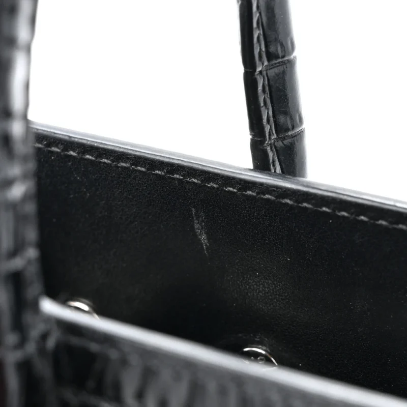SAINT LAURENT SMALL SAC DE JOUR BLACK EMBOSSED CALFSKIN & CROCODILE LEATHER SILVER HARDWARE - Image 10