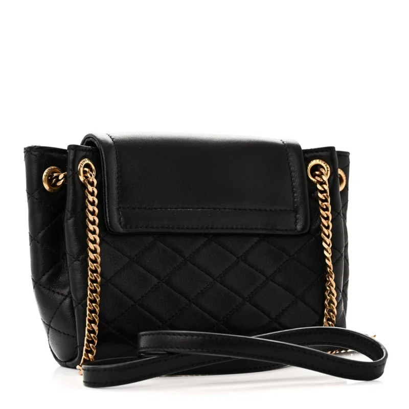 SAINT LAURENT MINI NOLITA BLACK QUILTED MONOGRAM LAMBSKIN LEATHER AGED GOLD HARDWARE - Image 3