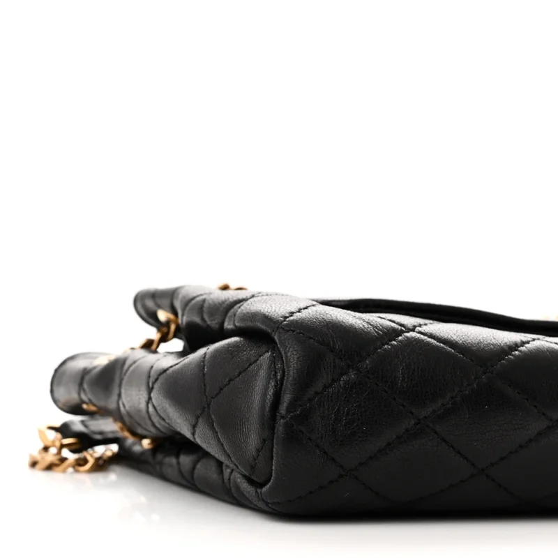 SAINT LAURENT MINI NOLITA BLACK QUILTED MONOGRAM LAMBSKIN LEATHER AGED GOLD HARDWARE - Image 4
