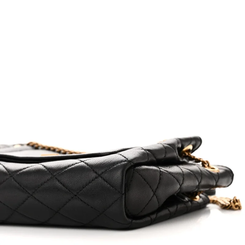 SAINT LAURENT MINI NOLITA BLACK QUILTED MONOGRAM LAMBSKIN LEATHER AGED GOLD HARDWARE - Image 5