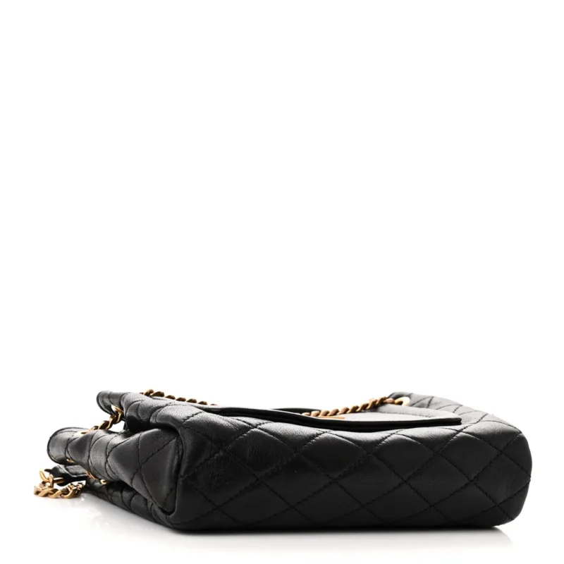 SAINT LAURENT MINI NOLITA BLACK QUILTED MONOGRAM LAMBSKIN LEATHER AGED GOLD HARDWARE - Image 6