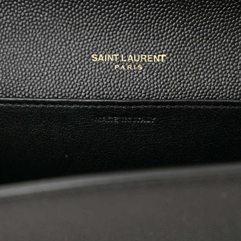 SAINT LAURENT SMALL UPTOWN CHAIN WALLET BLACK GRAIN DE POUDRE LEATHER GOLD HARDWARE - Image 2
