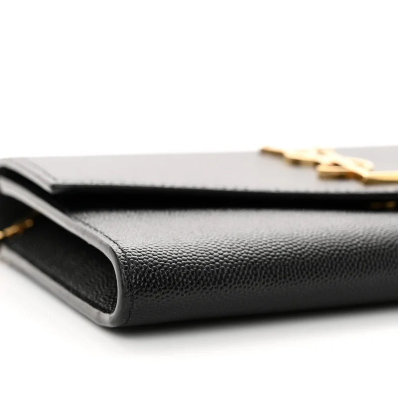 SAINT LAURENT SMALL UPTOWN CHAIN WALLET BLACK GRAIN DE POUDRE LEATHER GOLD HARDWARE - Image 4