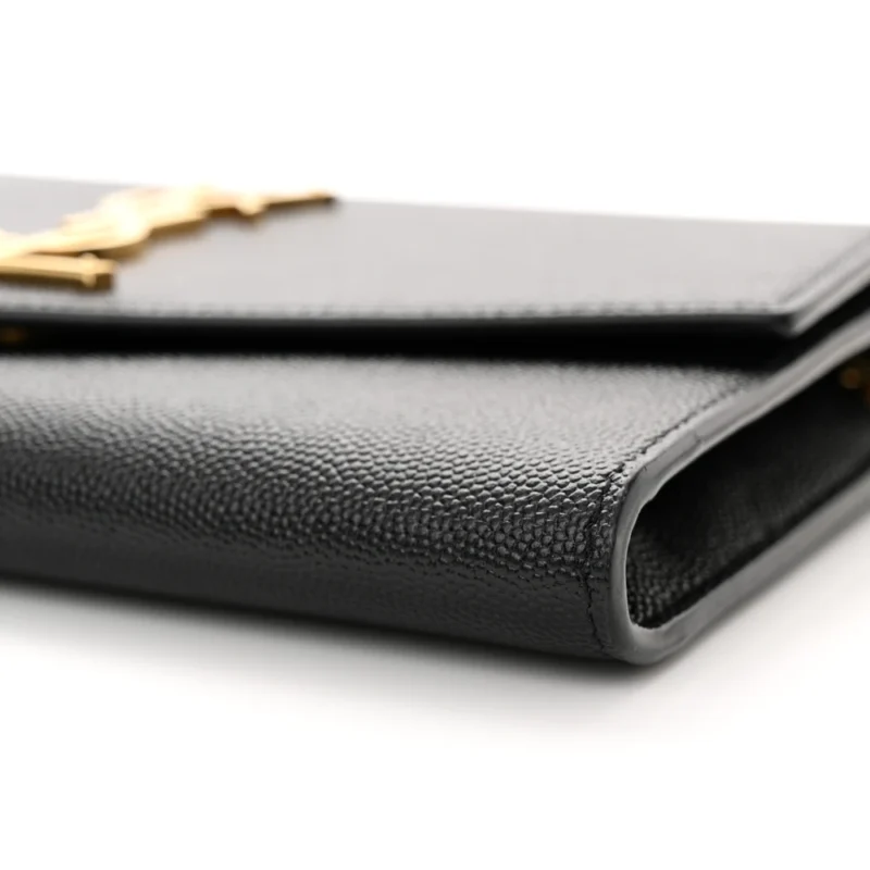 SAINT LAURENT SMALL UPTOWN CHAIN WALLET BLACK GRAIN DE POUDRE LEATHER GOLD HARDWARE - Image 5