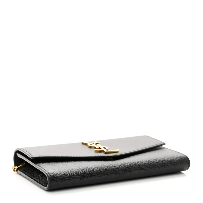 SAINT LAURENT SMALL UPTOWN CHAIN WALLET BLACK GRAIN DE POUDRE LEATHER GOLD HARDWARE - Image 6