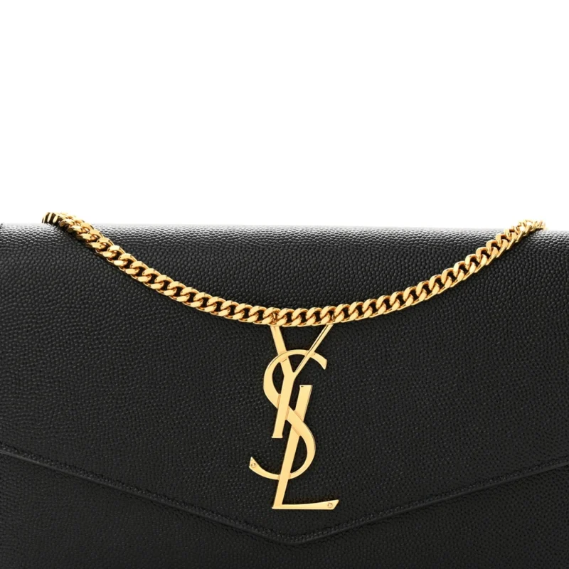 SAINT LAURENT SMALL UPTOWN CHAIN WALLET BLACK GRAIN DE POUDRE LEATHER GOLD HARDWARE - Image 8