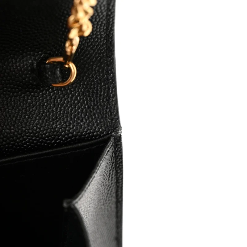 SAINT LAURENT SMALL UPTOWN CHAIN WALLET BLACK GRAIN DE POUDRE LEATHER GOLD HARDWARE - Image 9