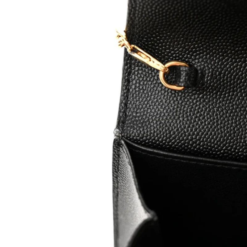 SAINT LAURENT SMALL UPTOWN CHAIN WALLET BLACK GRAIN DE POUDRE LEATHER GOLD HARDWARE - Image 10