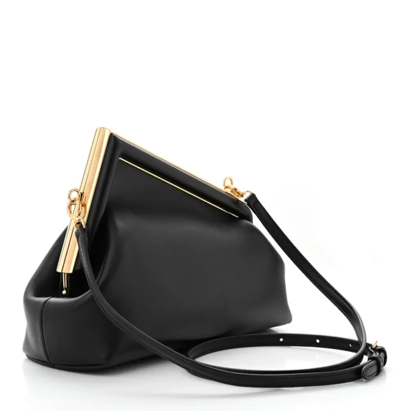 FENDI MEDIUM FENDI FIRST BLACK SHINY NAPPA LEATHER GOLD HARDWARE - Image 3