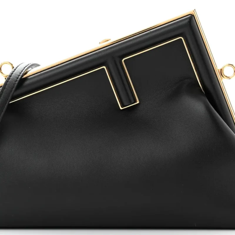 FENDI MEDIUM FENDI FIRST BLACK SHINY NAPPA LEATHER GOLD HARDWARE - Image 9
