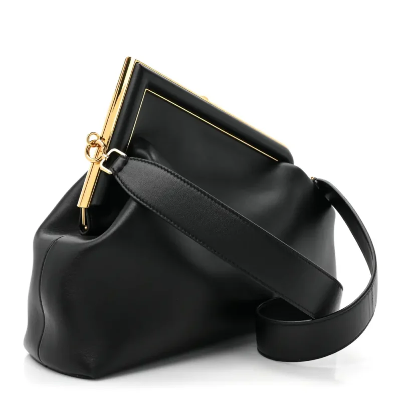 FENDI MEDIUM FENDI FIRST BLACK SHINY NAPPA LEATHER GOLD HARDWARE - Image 3