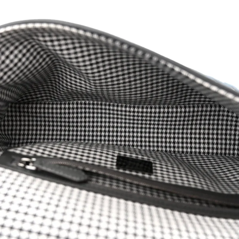 FENDI FF EMBROIDERED BAGUETTE GRIGIO / ANTHRACITE HOUNDSTOOTH WOOL & KING VITELLO LEATHER RUTHENIUM HARDWARE - Image 7