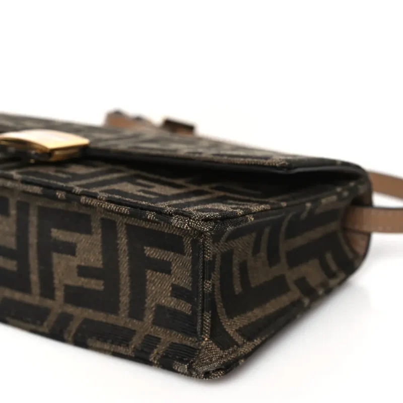 FENDI FF 1974 WALLET ON CHAIN TOBACCO/MORO JACQUARD FABRIC GOLD HARDWARE - Image 4