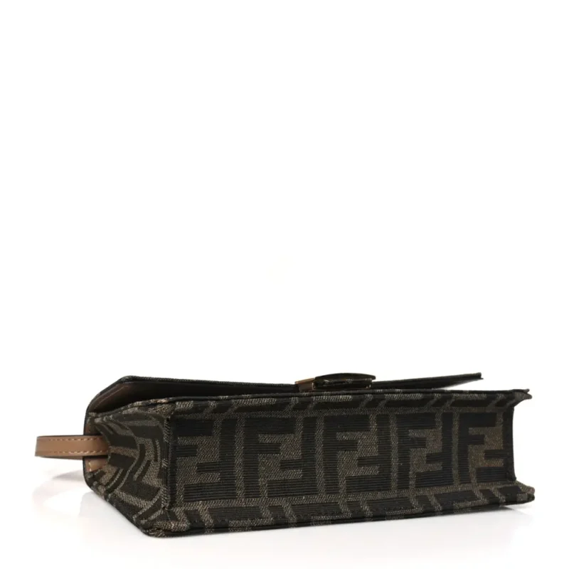 FENDI FF 1974 WALLET ON CHAIN TOBACCO/MORO JACQUARD FABRIC GOLD HARDWARE - Image 5