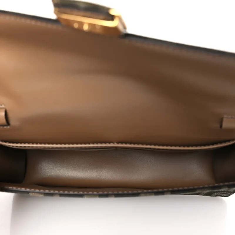FENDI FF 1974 WALLET ON CHAIN TOBACCO/MORO JACQUARD FABRIC GOLD HARDWARE - Image 6