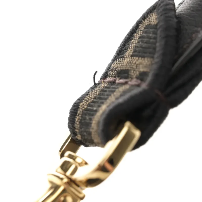 FENDI MEDIUM FF 1974 BAGUETTE TOBACCO/MORO/BLACK JACQUARD FABRIC GOLD HARDWARE - Image 9