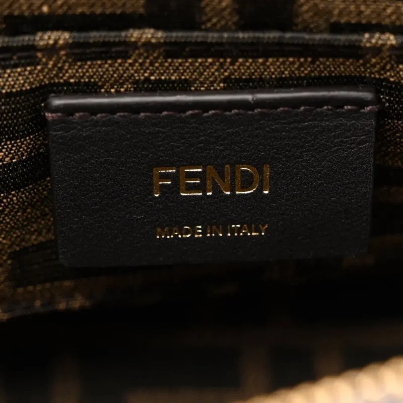 FENDI FF MINI BY THE WAY TOP HANDLE BOSTON BAG TORTORA/NUVOLA DENIM & KING VITELLO LEATHER GOLD HARDWARE - Image 2